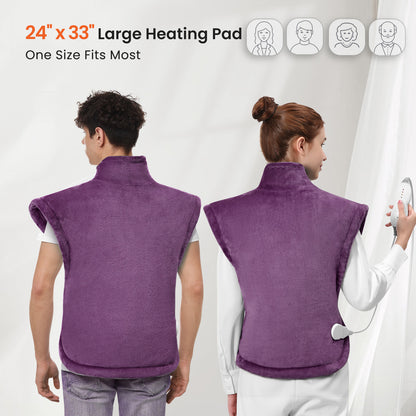 MaxKare Large Heating Pad with 4 Heat Settings & Auto Shut-off, for Full Body Stress Relief, 24"x33"- Purple
