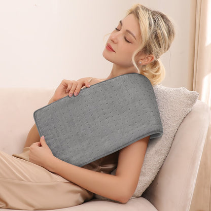 Maxkare 12 x 24 Heating Pad with 4 Heat Settings & Auto Shut-off, for Back Neck Shoulders Stress & Cramps Relief, Gray