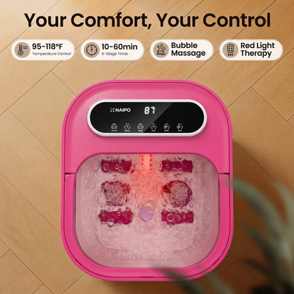 MaxKare Collapsible Foot Spa with Massager and Heat Bubbles Vibration 3 in 1, Foot Spa Massager, Pink