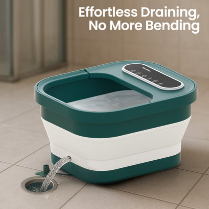 MaxKare Collapsible Foot Spa with Massager and Heat Bubbles Vibration 3 in 1, Green