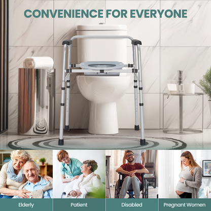 MaxKare 3 in 1 Bedside Commode Chair, Used as Raised Toilet Seat, Shower Chair, Toilet, with Handle, Removable Bucket, Adjustable Height, Support up to 300lbs