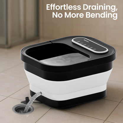 MaxKare Collapsible Foot Spa with Massager and Heat Bubbles Vibration 3 in 1, Foot Spa Massager, Black