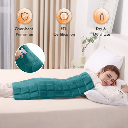 MaxKare Full Weighted Heating Pad for Back Pain & Cramps Relief, 18" X 33" Fast Heating Pad for Neck Shoulder Relief-Light Blue