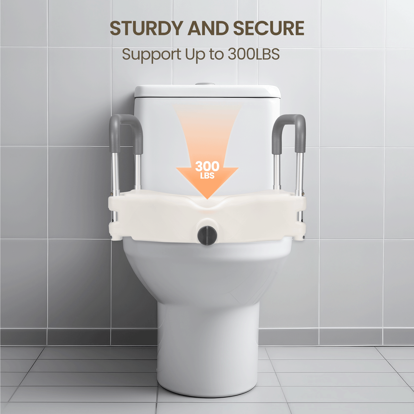 MaxKare Raised Toilet Seat with 2-Level Adjustable Height Handles