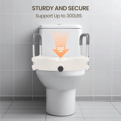 MaxKare Raised Toilet Seat with 2-Level Adjustable Height Handles