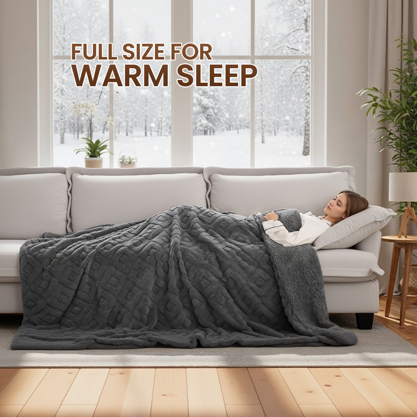 MaxKare Electric Heated Blanket with ETL Certified, 6 Heating Levels, 10H Auto off, Faux Fur & Shu Velvet, 72" x 84" Gray