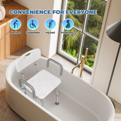 MaxKare 360° Swivel Shower Chair with Back and Arms