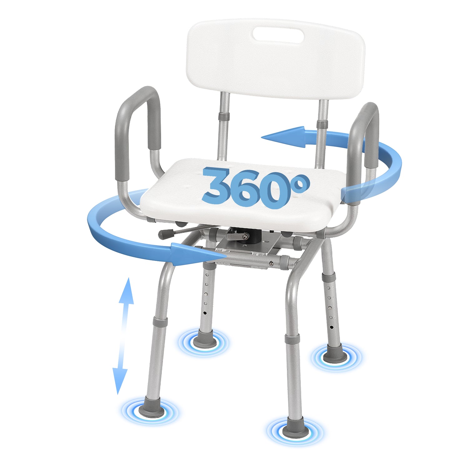 MaxKare 360° Swivel Shower Chair with Back and Arms