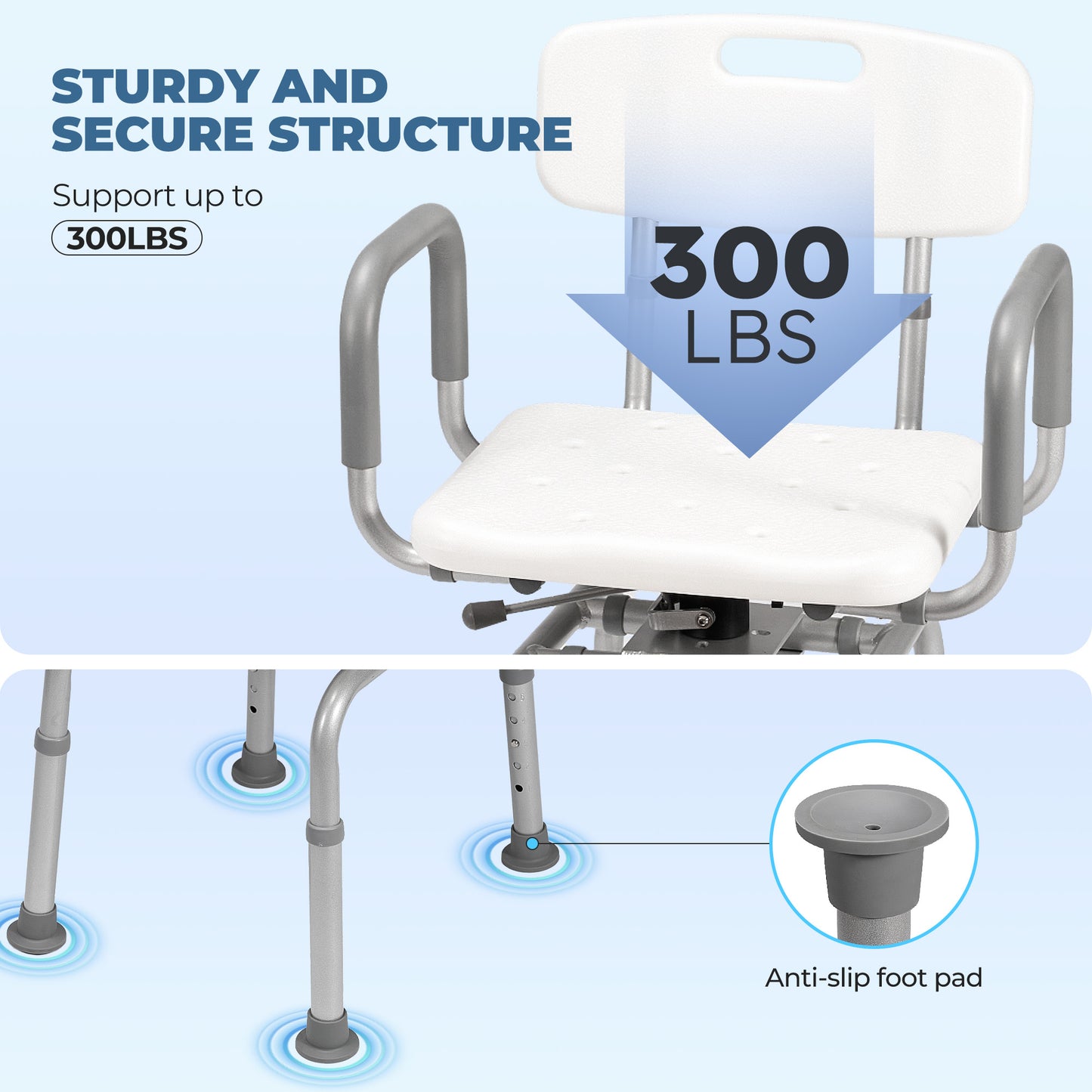 MaxKare 360° Swivel Shower Chair with Back and Arms
