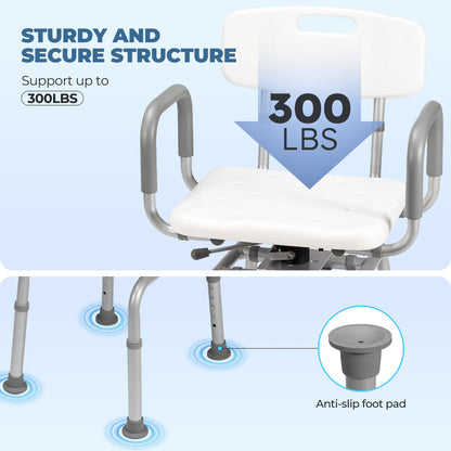 MaxKare 360° Swivel Shower Chair with Back and Arms