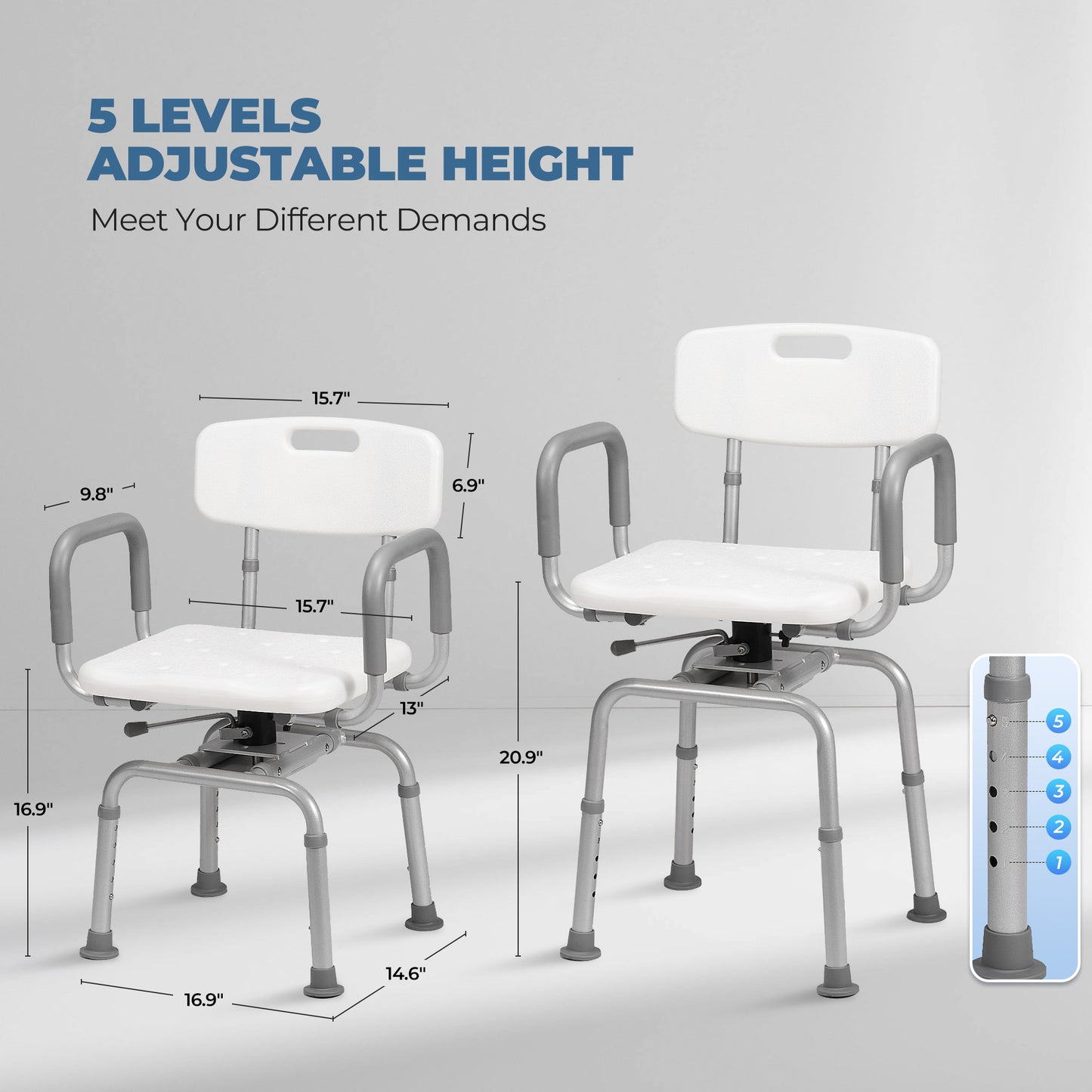 MaxKare 360° Swivel Shower Chair with Back and Arms
