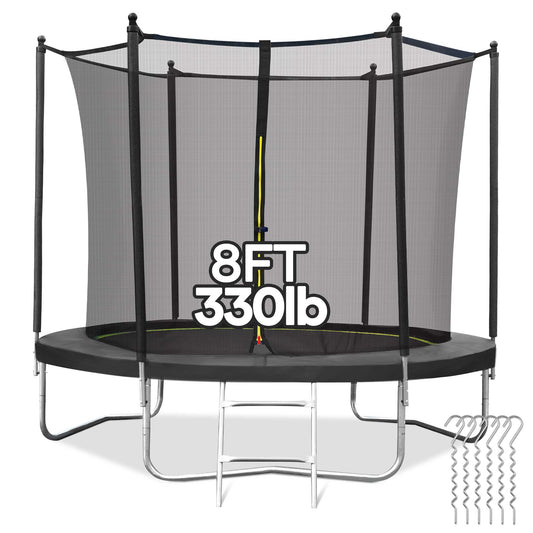 MaxKare 8Ft Trampoline for Kids Toddler, Jumping Trampoline with Enclosure, 330 lbs Capacity, Children Trampoline with Net Indoor Outdoor