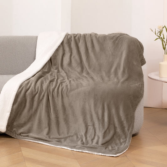 Maxkare 50" x 60" Electric Throw Blanket with 6 Heating Levels & 4H Auto-off, Machine Washable, Linen & White