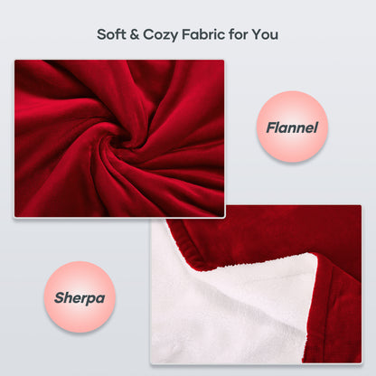 MaxKare Electric Throw Blanket 50" x 60" with 6 Heating Levels & 5 Timer Settings ETL Certification, Flannel & Sherpa, Red & White