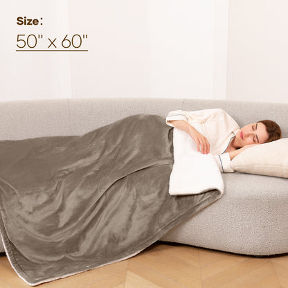 Maxkare 50" x 60" Electric Throw Blanket with 6 Heating Levels & 4H Auto-off, Machine Washable, Linen & White