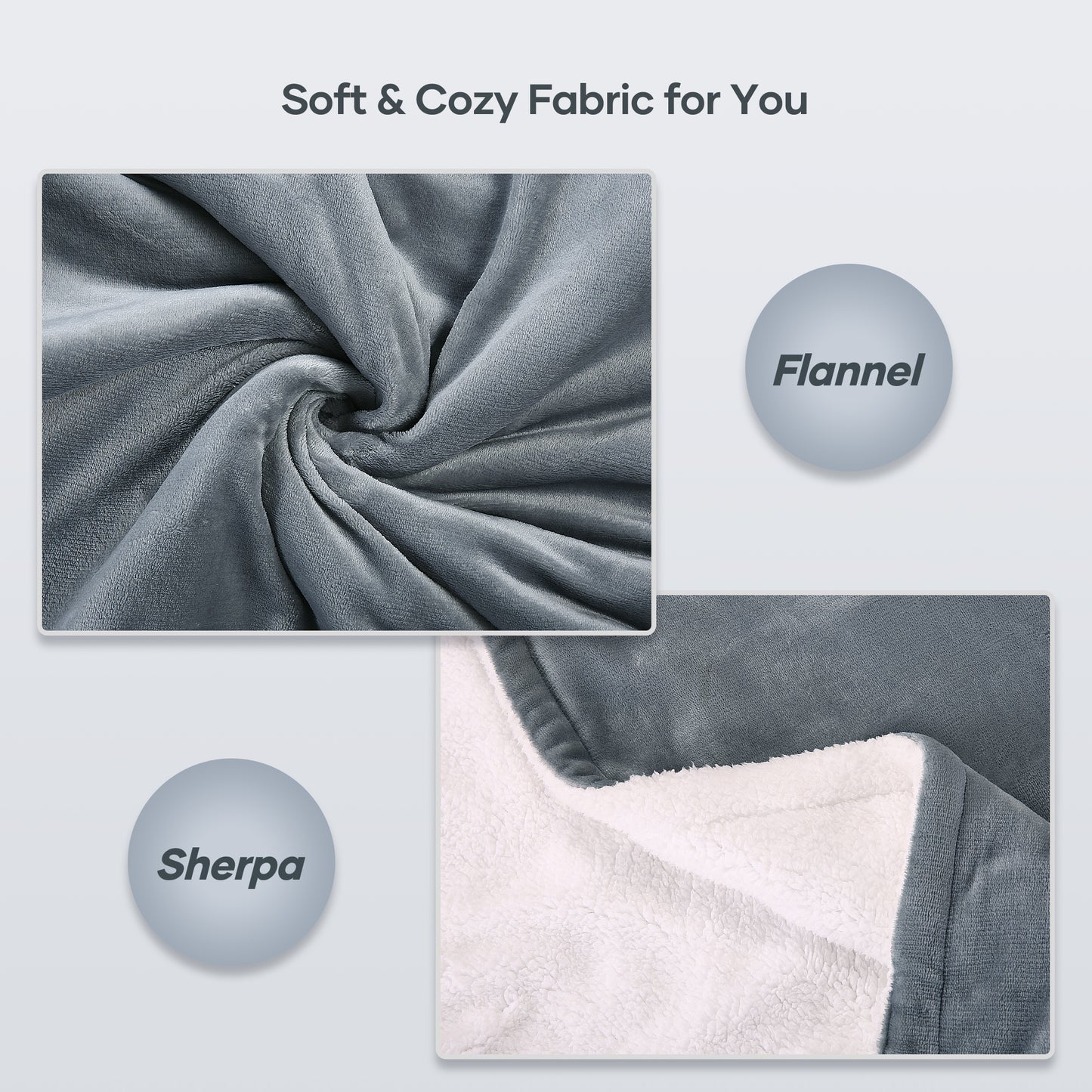 Electric Blanket Heated Throw Flannel & Sherpa Reversible Fast Heating Blanket 50" x 60", ETL Certification with 6 Heating Levels & 5 Hours Auto Off, Home Office Use & Machine Washable
