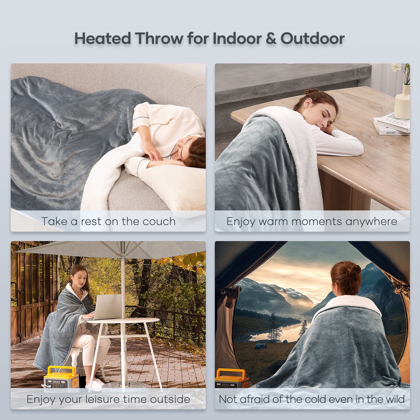 Electric Blanket Heated Throw Flannel & Sherpa Reversible Fast Heating Blanket 50" x 60", ETL Certification with 6 Heating Levels & 5 Hours Auto Off, Home Office Use & Machine Washable