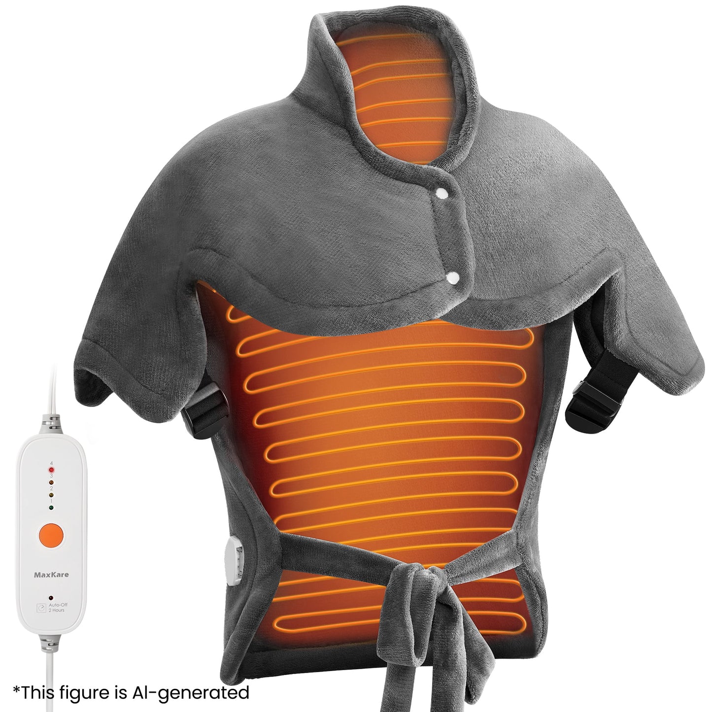 MaxKare Ultra Soft Heating Pad for Shoulder & Arm – 24" x 33", 4 Heat Settings & 2-Hour Auto Shut-off, for Full Body Stress Relief – Gray