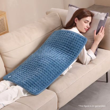 MaxKare Ultra-Wide Microplush Heating Pads for Full Body 33"x18", 6 Heating Settings and Auto Shut-Off, Blue