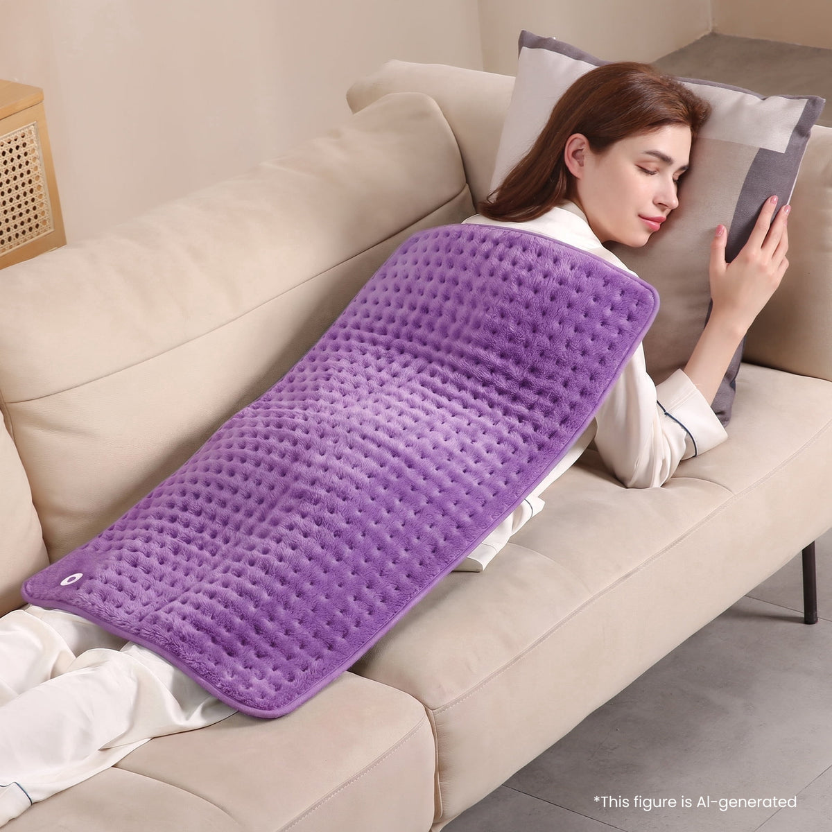 Ultra-Wide Microplush Heating Pads for Full Body 33"x18", 6 Heating Settings and Auto Shut-Off, Purple