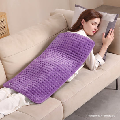 Ultra-Wide Microplush Heating Pads for Full Body 33"x18", 6 Heating Settings and Auto Shut-Off, Purple