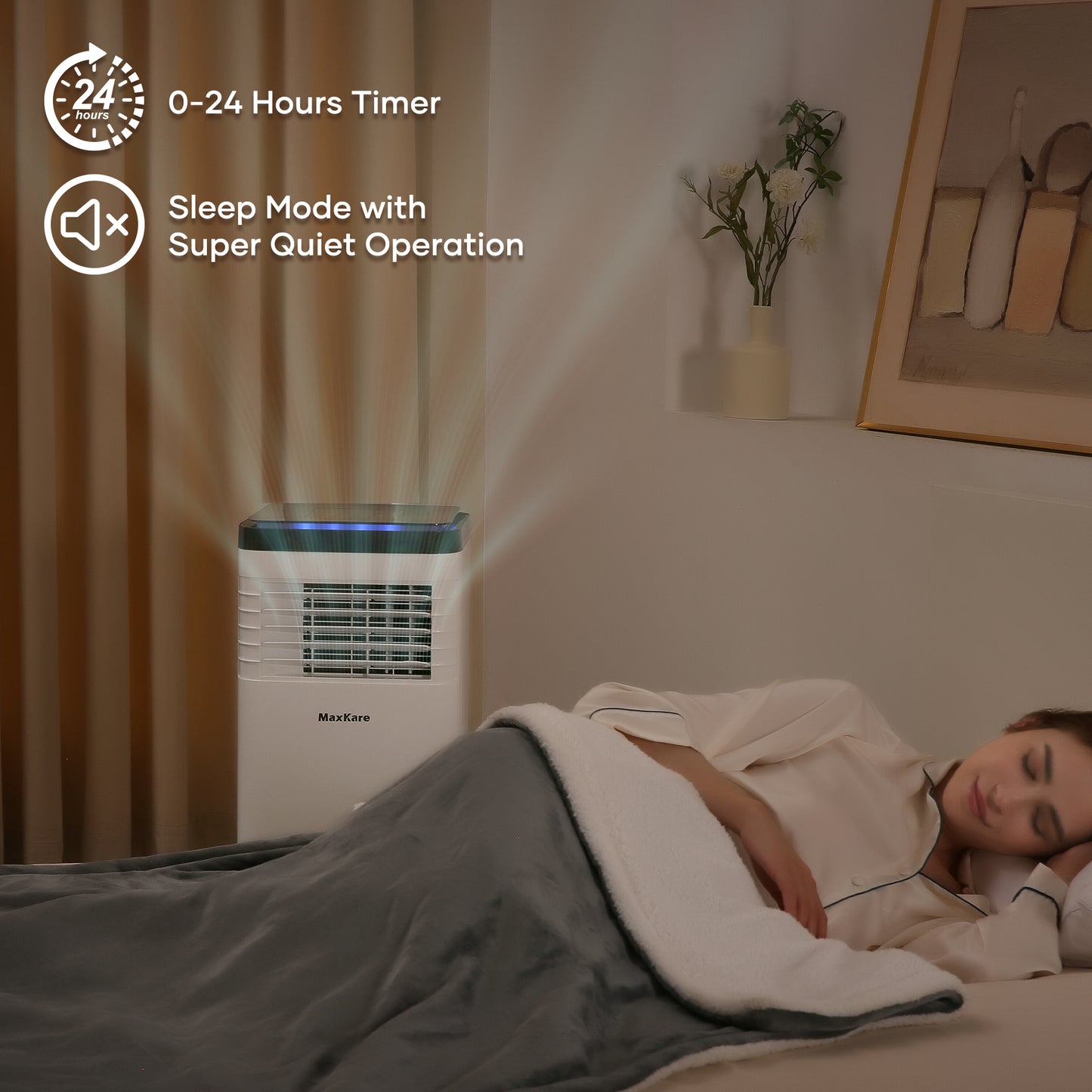 MaxKare 8000 BTU 3 In 1 Portable Air Conditioner with Dehumidifier Function, Cooler, Fan, Cools Rooms up to 350 sq.ft Remote Control, Complete Window Mount Exhaust Kit