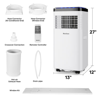 MaxKare 8000 BTU 3 In 1 Portable Air Conditioner with Dehumidifier Function, Cooler, Fan, Cools Rooms up to 350 sq.ft Remote Control, Complete Window Mount Exhaust Kit