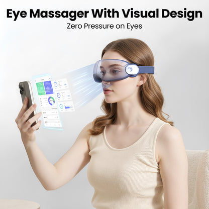 MaxKare Eye Massager with Air Pressure, Open-View Design, Heated Eye Massager for Relieving Eye Strain, Dry Eye, and Headaches, Foldable & Rechargeable