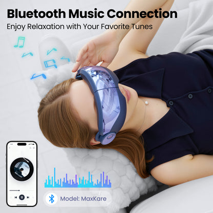 MaxKare Eye Massager with Air Pressure, Open-View Design, Heated Eye Massager for Relieving Eye Strain, Dry Eye, and Headaches, Foldable & Rechargeable