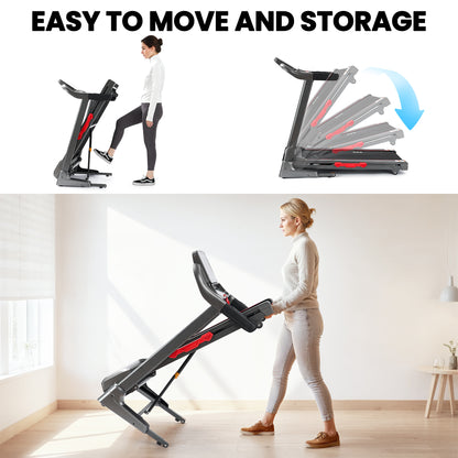 MaxKare 15 Level Auto Incline Treadmill, 3.0HP Folding Treadmill for Home with Bluetooth/Zwift App, Running and Walking Max 9MPH Speed, 286lb Capacity