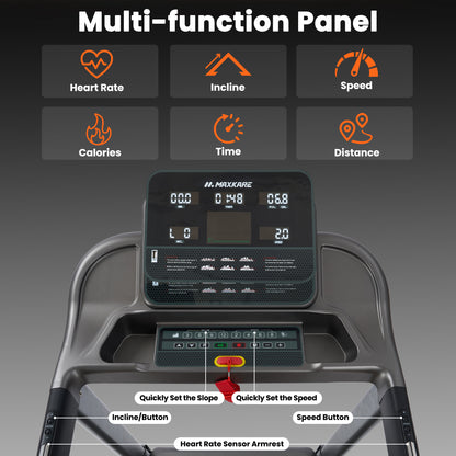 MaxKare 15 Level Auto Incline Treadmill, 3.0HP Folding Treadmill for Home with Bluetooth/Zwift App, Running and Walking Max 9MPH Speed, 286lb Capacity