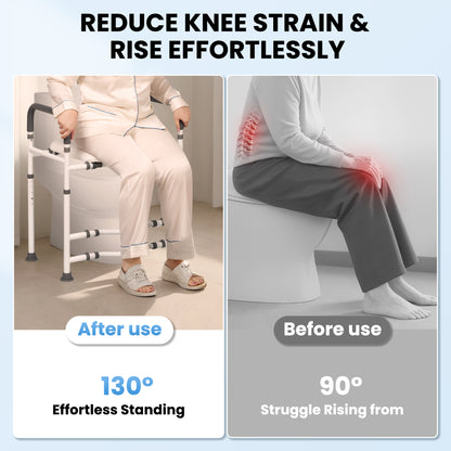 MaxKare Raised Toilet Seat with Handles, Adjustable Height, Gray