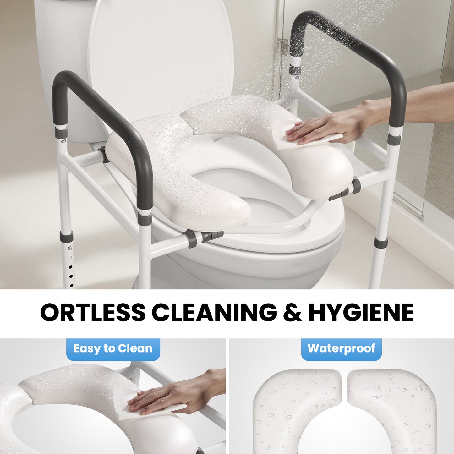 MaxKare Raised Toilet Seat with Handles, Adjustable Height, Gray