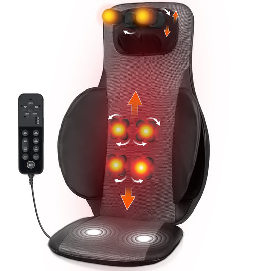 MaxKare Massage Seat Cushion with Heat for Back Pain Relief, Massager Pad with Vibration, for Chair, Sofa, Black