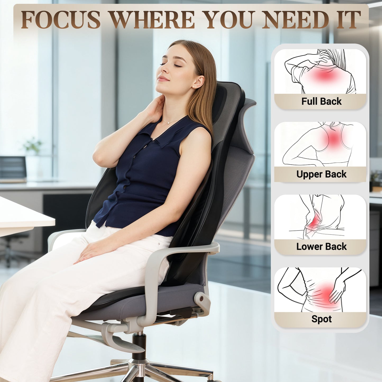 MaxKare Massage Seat Cushion with Heat for Back Pain Relief, Massager Pad with Vibration, for Chair, Sofa, Black