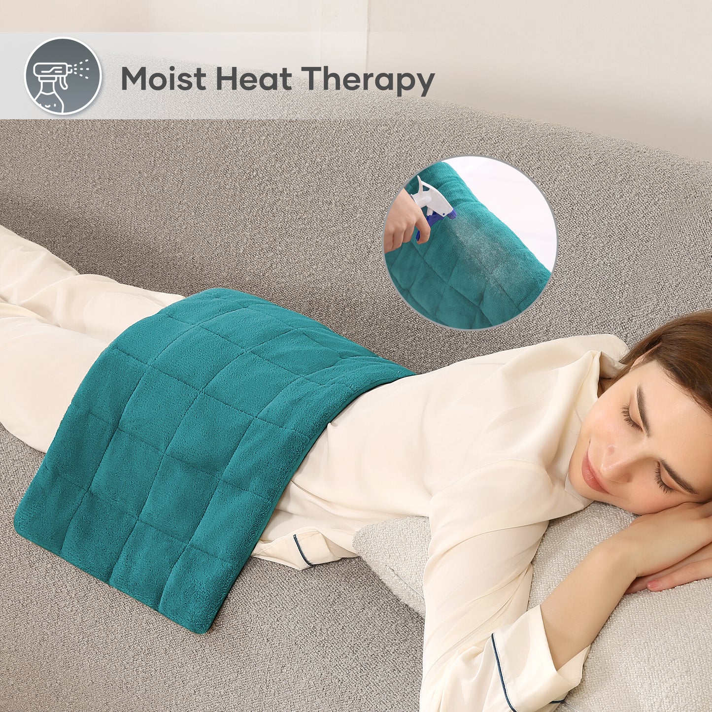 MaxKare Full Weighted Heating Pad for Back Pain & Cramps Relief, 12" X 24" Fast Heating Pad for Neck Shoulder Relief-Light Blue