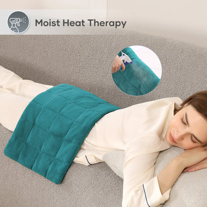 MaxKare Full Weighted Heating Pad for Back Pain & Cramps Relief, 12" X 24" Fast Heating Pad for Neck Shoulder Relief-Light Blue