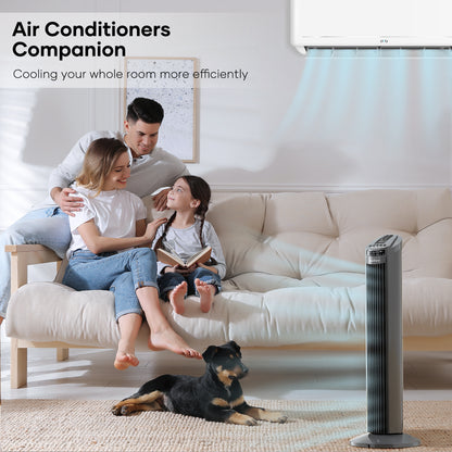 MaxKare 30" Tower Fan 70 Oscillating Cooling Fan with Remote Control, 7.5H Timer, Gray