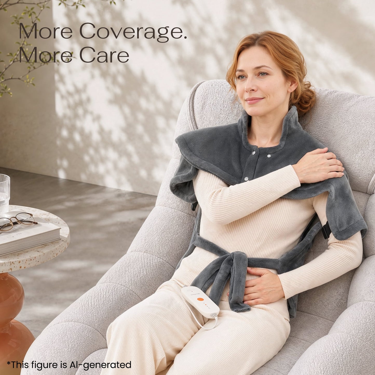 MaxKare Ultra Soft Heating Pad for Shoulder & Arm – 24" x 33", 4 Heat Settings & 2-Hour Auto Shut-off, for Full Body Stress Relief – Gray