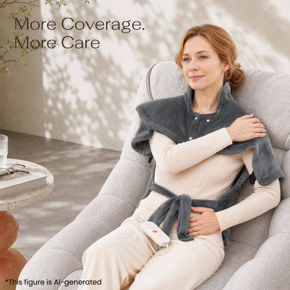 MaxKare Ultra Soft Heating Pad for Shoulder & Arm – 24" x 33", 4 Heat Settings & 2-Hour Auto Shut-off, for Full Body Stress Relief – Gray