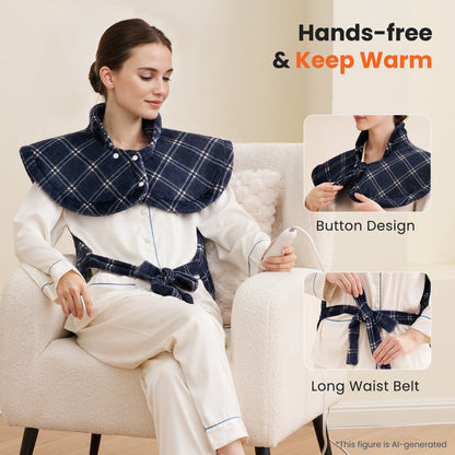 MaxKare Ultra Soft Heating Pad with 4 Heat Settings & Auto Shut-off, for Full Body Stress Relief, 24"x33", Gift - Navy Blue Plaid