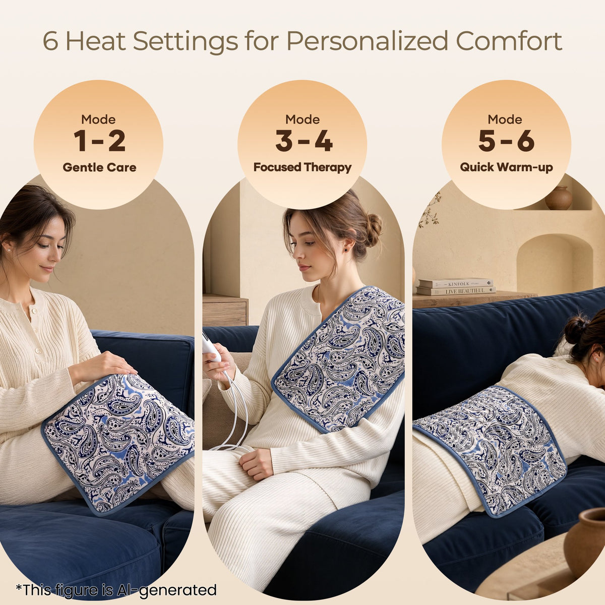 Maxkare 12 x 24 Heating Pad with 4 Heat Settings & Auto Shut-off, for Back Neck Shoulders Stress & Cramps Relief, Blue