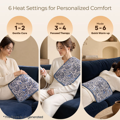Maxkare 12 x 24 Heating Pad with 4 Heat Settings & Auto Shut-off, for Back Neck Shoulders Stress & Cramps Relief, Blue