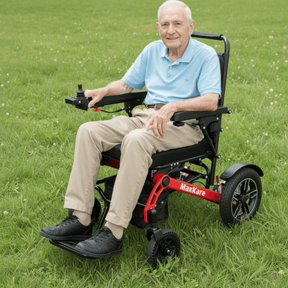 MaxKare Electric Wheelchair for Adults & Seniors, Long Travel Range with 13AH Lithium Batteries, Folding Compact All-Terrain Power Chair with Heavy Duty