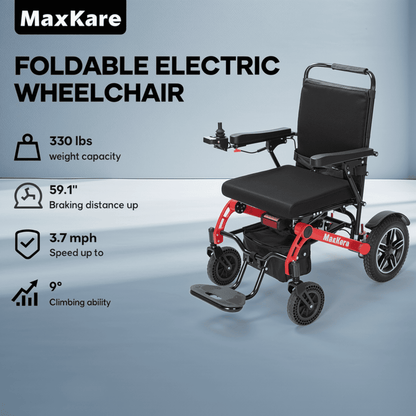 MaxKare Electric Wheelchair for Adults & Seniors, Long Travel Range with 13AH Lithium Batteries, Folding Compact All-Terrain Power Chair with Heavy Duty