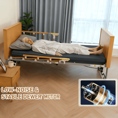 MaxKare Hospital Bed Set Fully Electric, Professional 5-Function, Includes Foam Mattress, Guardrails & Steel Frame, Heavy Duty 500lbs