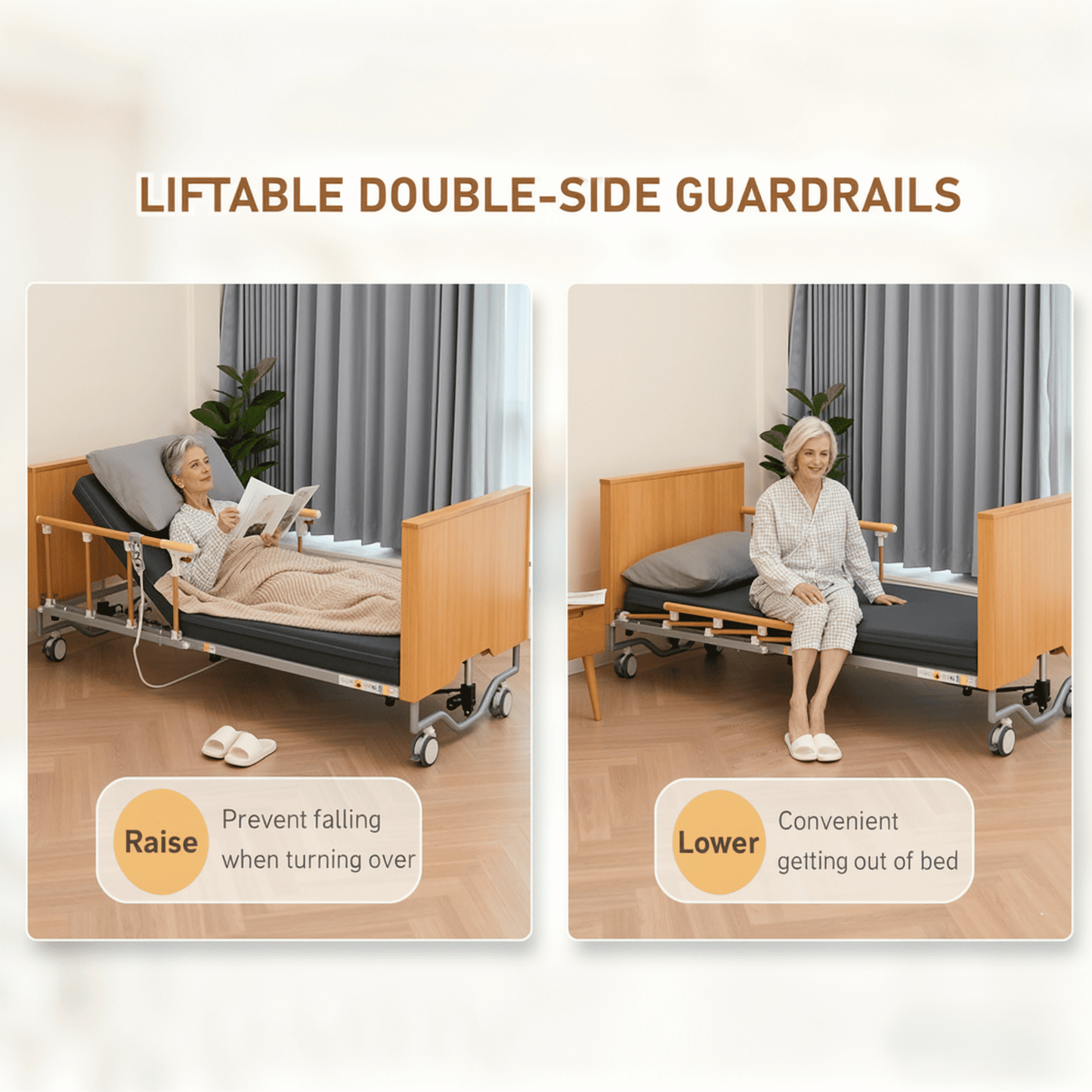 MaxKare Hospital Bed Set Fully Electric, Professional 5-Function, Includes Foam Mattress, Guardrails & Steel Frame, Heavy Duty 500lbs