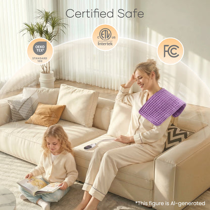 Maxkare 12 x 24 Heating Pad with 4 Heat Settings & Auto Shut-off, for Back Neck Shoulders Stress Relief, Purple