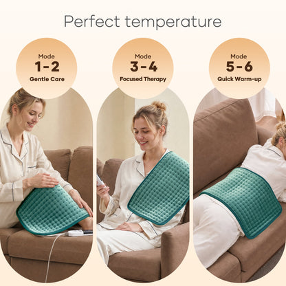 Maxkare 12 x 24 Heating Pad with 4 Heat Settings & Auto Shut-off, for Back Neck Shoulders Stress Relief, Green