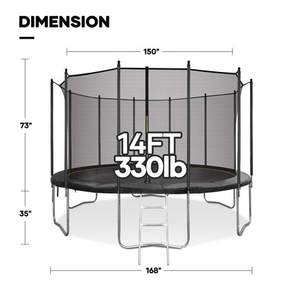 MaxKare 14FT Trampoline for Kids Toddler Adults with Enclosure Net for Indoor Outdoor Game Play, 330lbs Capacity